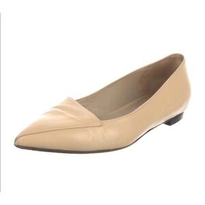 Theory Women Beige Leather Pointed Toe Slip On Loafer Flats Shoes 37.5 US 7.5